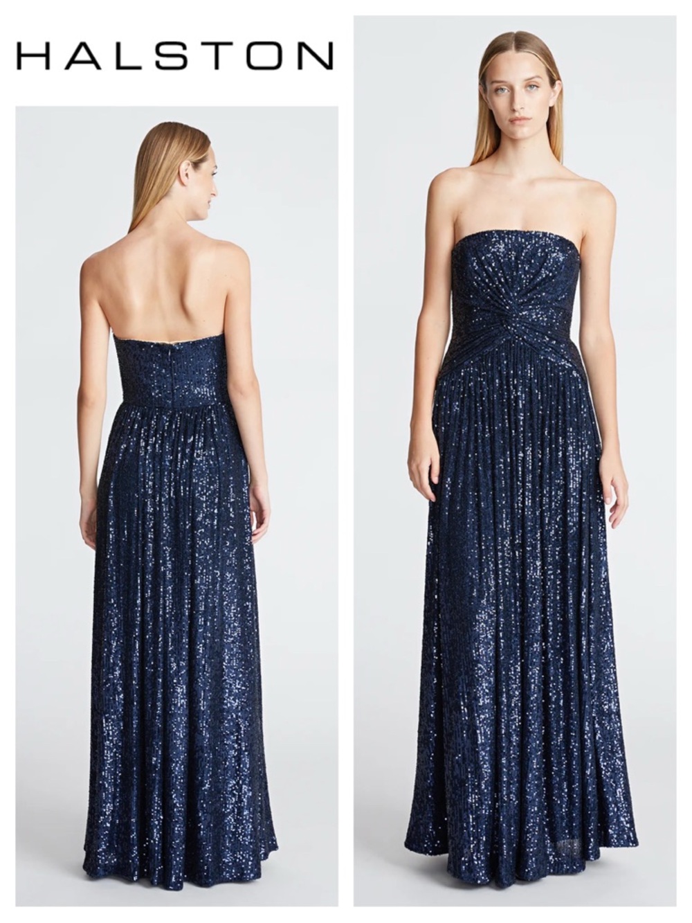 HALSTON Elisabeth Strapless Gown In Sequins